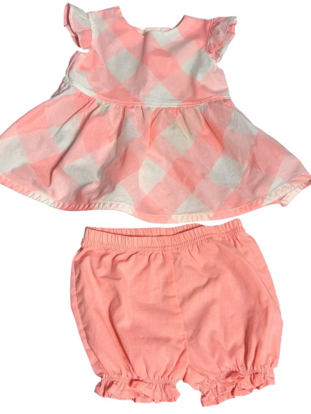 Carters Pink White Gingham Dress Bloomers 2 Piece Set Lightweight Size 12M